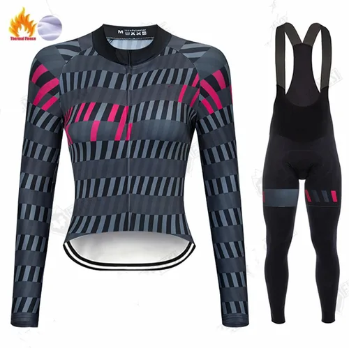 Miniatura 5 de Ciclismo Invierno Chaqueta Bicicletas Manga Larga Cálido Tops Mujer Al Aire Libre Polar Jersey MTB Road Bike Ropa Deportiva