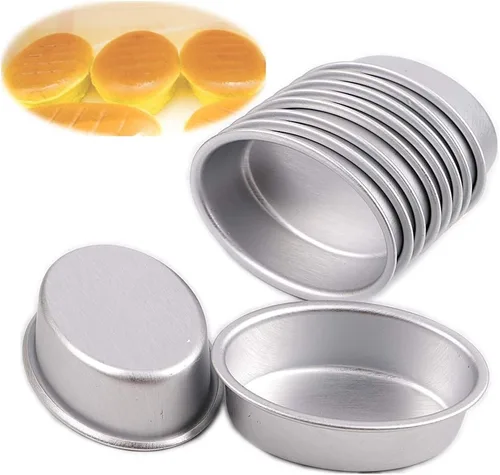 LoBake 10pcs mini tamaño ovalado forma de huevo aleación de aluminio metal queso pan pastel molde pan molde tarta titular pudín jalea lata DIY