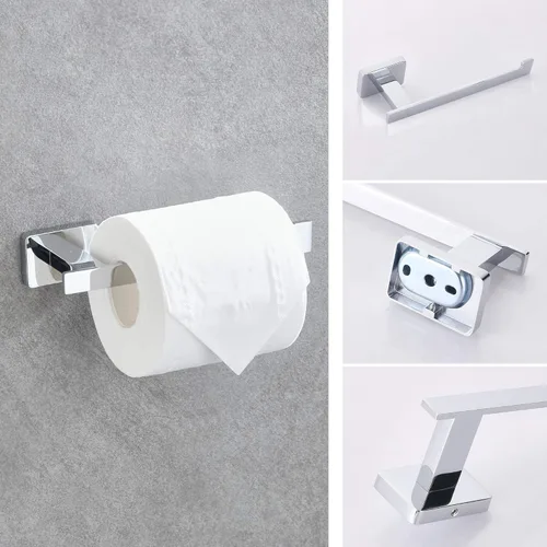 Miniatura 6 de Juego de accesorios de baño de 4 piezas, juego de toalleros de acero inoxidable cromado montado en la pared, incluye toallero de 16 pulgadas, anillo