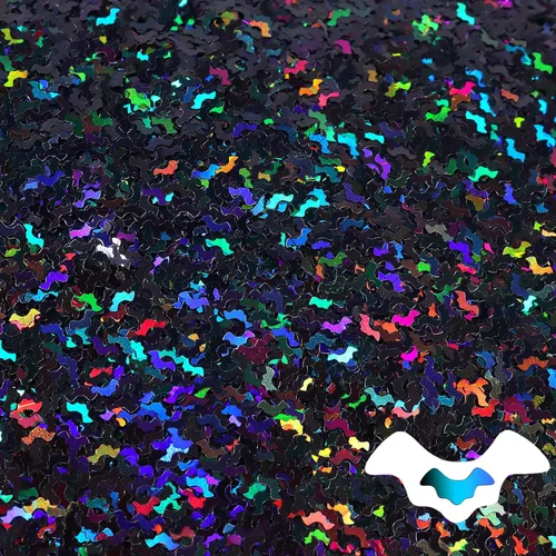 Miniatura 2 de Ceya Murciélago holográfico con purpurina de 0.197 in, 4.4 onzas / 4.41 oz láser negro con purpurina gruesa, escamas iridiscentes para uñas