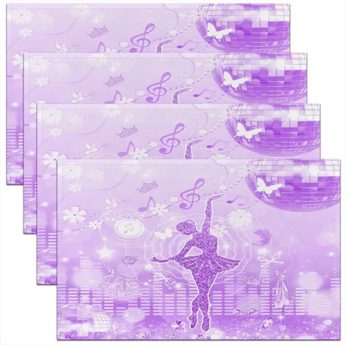 Miniatura 37 de jejeloiu Juego de 4 manteles individuales decorativos de hongos de 18 x 12 pulgadas, manteles individuales de mesa con diseño de hongos de dibujos