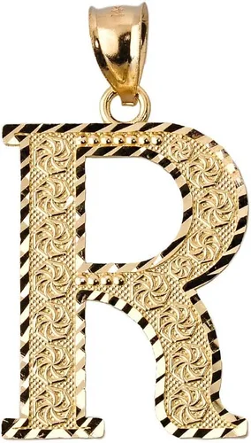 Miniatura 4 de Colgante personalizado de oro amarillo de 10 quilates con letras iniciales A-Z