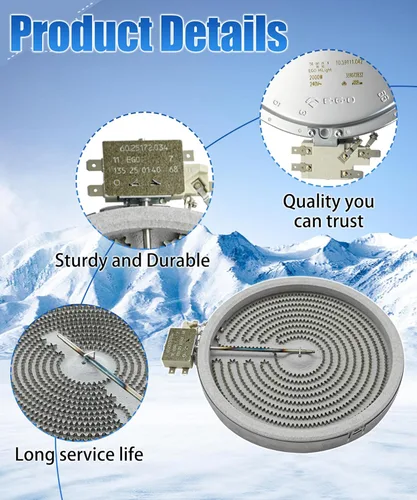 Miniatura 2 de WB30T10045 WPW10242957 Elemento de Superficie Radiante Simple para Horno de Cocina 8" 2000 Vatios Compatible con Quemador de Estufa GE Reemplaza
