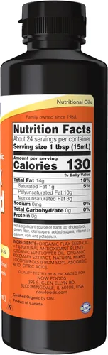 Miniatura 2 de NOW Foods Suplementos, Aceite de semillas de lino líquido certificado orgánico, prensado en frío y sin refinar, 12 onzas
