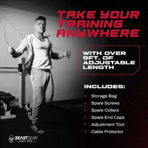 Miniatura 5 de Beast Gear Jump Rope, Jump Ropes for Fitness, Premium Aluminium Skipping Rope for Men Women - Boxing, MMA, HIIT, Strength Training & Double Unders