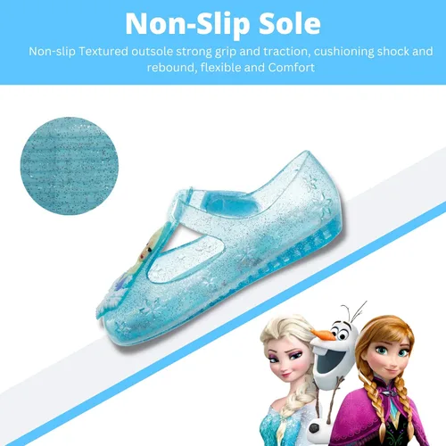 Miniatura 4 de Disney Frozen Elsa Minnie Mouse - Sandalias de gelatina para niñas zapatos planos Mary Jane para niños disfraz de princesa de personaje de bebé