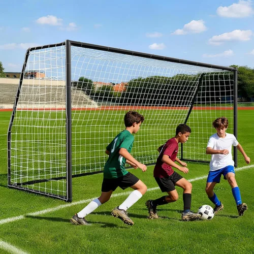 Miniatura 12 de MOPHOTO Portería de fútbol, 6x4/8x6/10x6.5/12x6/16x7/18.5x6.5/21x7/24x8 pies para patio trasero, portería de fútbol de tamaño completo