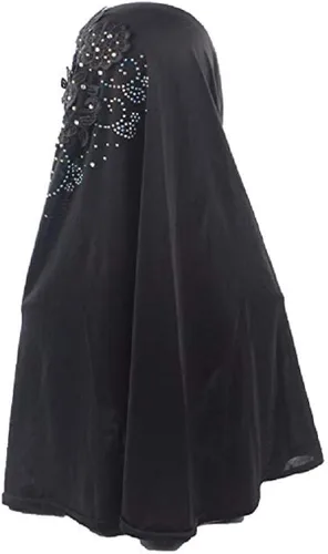 Miniatura 2 de Chal de una sola pieza para mujer, con apliques de encaje musulmán con diamantes de imitación
