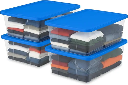 Miniatura 13 de HOMZ - Paquete de 10 contenedores Snaplock, pequeños organizadores de plástico transparentes con tapas, 6 cuartos de galón, azul - Cajas Tapa azul