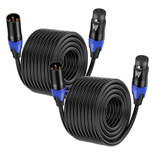 Miniatura 10 de Paquete de 2 cables XLR macho a hembra de 10 pies, cable de micrófono profesional equilibrado, cobre puro y blindaje dual, compatible