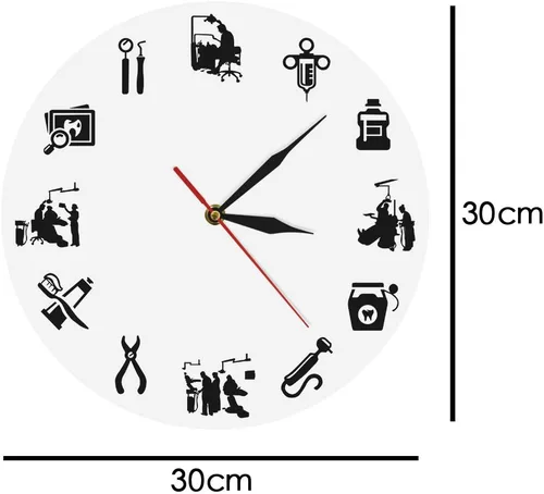 Miniatura 4 de The Geeky Days Moderno reloj de pared silencioso sin tictac clínica dental oficina signo decoración endodoncista reloj reloj dentistas regalo