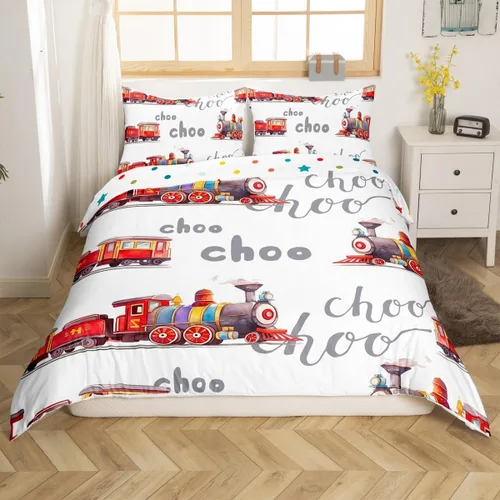 Miniatura 41 de Erosebridal Juego de ropa de cama para niños de construcción tamaño individual para niños, cubierta de edredón para camiones excavadoras, juego