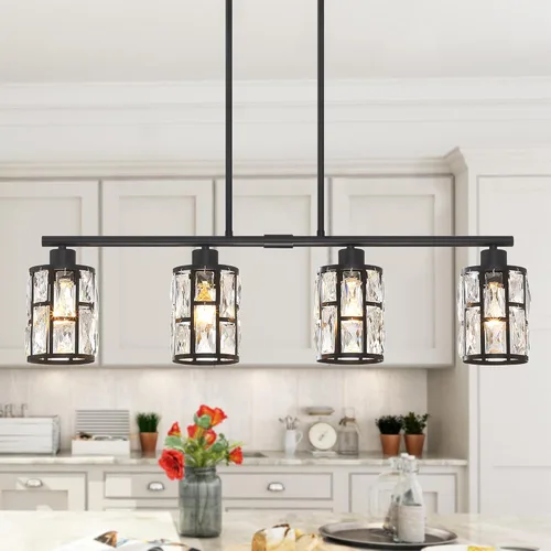 Miniatura 17 de MEXO Lámpara Colgante de Cristal Moderna Accesorio de Iluminación Paquete de 2 con Acabado Dorado Iluminación Colgante Candelabro de Cristal