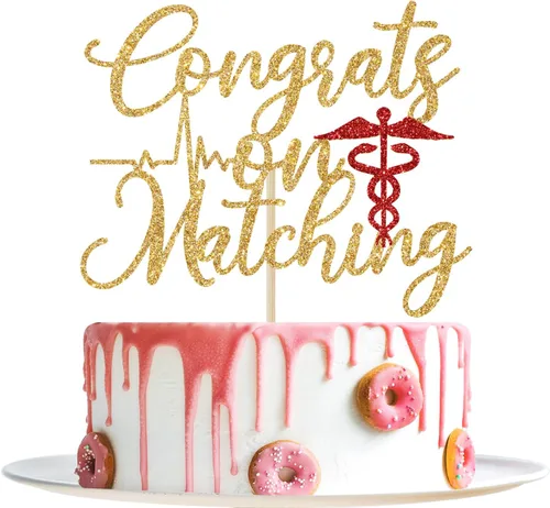 Miniatura 10 de Felicidades por la decoración de pastel a juego, feliz día de partido, partido 2026, decoración del día del partido del médico, decoraciones