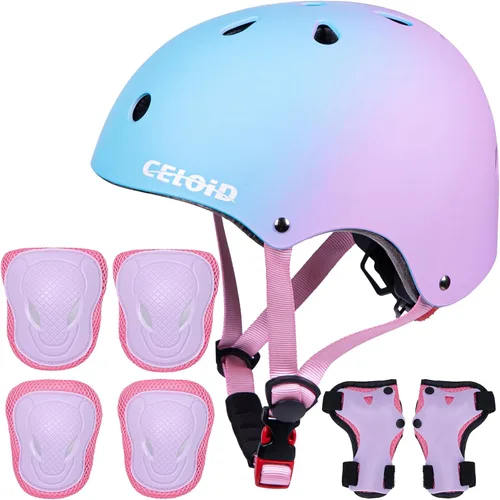 Miniatura 10 de Juego de almohadillas para casco de bicicleta y patineta para niños, equipo de protección para niños pequeños, rodilleras y coderas para niños