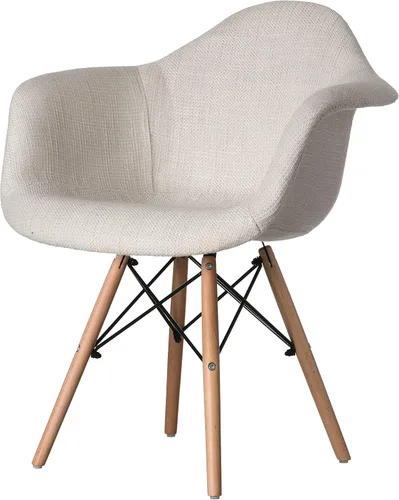 Miniatura 11 de Mid-Century - Juego de 2 sillas de tela moderna con brazos para sala de estar, patas de madera de haya, color blanco y negro