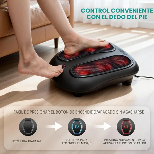 Miniatura 4 de Nekteck Masajeador de pies con calor, Máquina masajeadora de pies eléctrica Shiatsu con calor y amasado para neuropatía, fascitis plantar, masaje