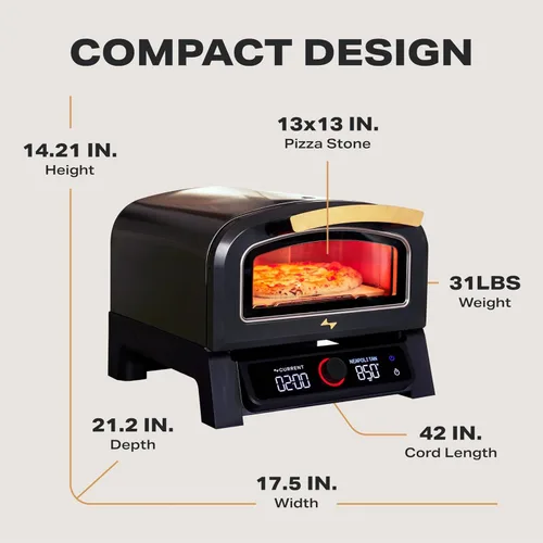 Miniatura 7 de Current® Horno eléctrico inteligente Model P para pizza, 12 pulgadas, 850 °F máximo, 5 modos de cocción, conectividad de aplicación para monitoreo