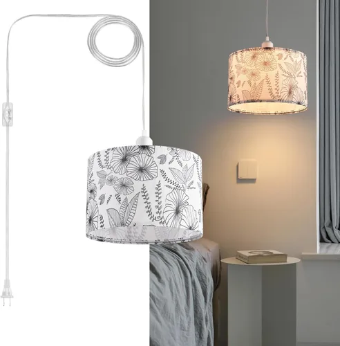 Miniatura 2 de Paquete de 2 Lámparas Colgantes Enchufables, Luz Colgante con Cable Transparente de 15 Pies, Interruptor de Encendido/Apagado, Pantalla de Lámpara