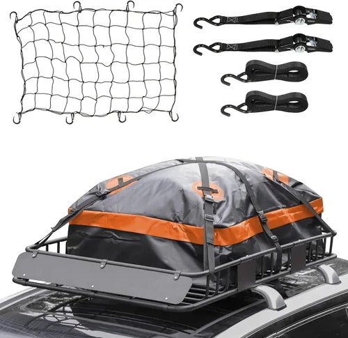 Miniatura 9 de WEIZE Cesta de Carga con Enganche para SUV, Camión - 53x19 Pulgadas, Capacidad de 500LB, con Bolsa Impermeable, Correa de Red, Tensor, Recubierto