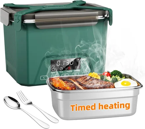 Miniatura 8 de Fiambrera eléctrica inalámbrica para adultos, lonchera calentada con batería de 20000 mAh con calentamiento automático, calentador de alimentos