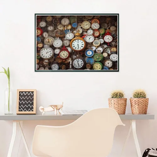 Miniatura 9 de Rompecabezas de 1000 piezas para adultos Pinturas famosas Relojes despertadores Formación contador de tiempo de madera ecológico Único 29.5'' x