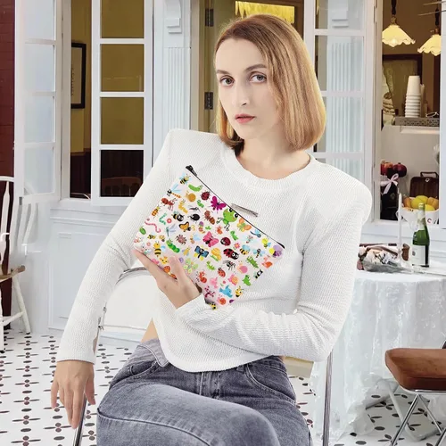 Miniatura 6 de LEVLO Bolsa de maquillaje cosmética con temática de insectos, regalo para amantes de los insectos, bolsa de viaje de mariposa y mariquita, Bugs