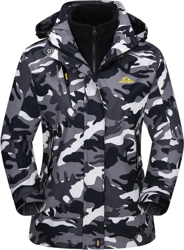 Miniatura 15 de MAGCOMSEN - Abrigos de invierno 3 en 1 para mujer, chaqueta de esquí impermeable, cortavientos, con forro polar, parka