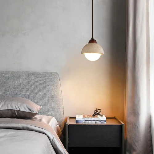 Miniatura 4 de Wabi Sabi - Lámpara colgante de piedra natural nórdica para isla de cocina, lámpara de suspensión de madera para comedor, mesita de noche, entrada