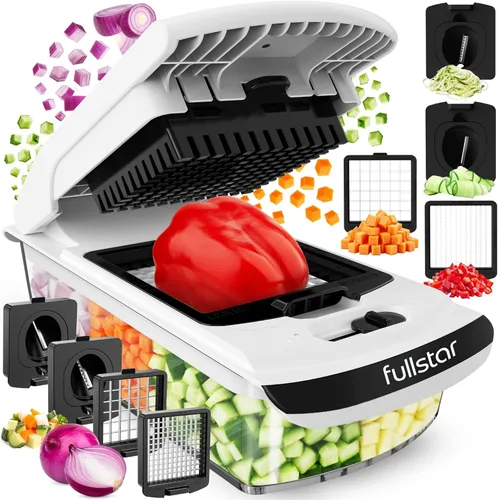Fullstar The Original Pro Chopper - Picador de verduras y espiralizador, picador de alimentos con recipiente, rebanador de frutas, utensilios de