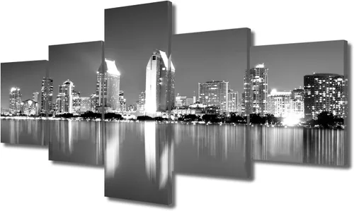 Miniatura 12 de TUMOVO Fotos en lienzo de Estados Unidos, Cincinnati, Ohio, Skyline at Dusk para tu sala de estar, impresiones de paisaje urbano de rascacielos
