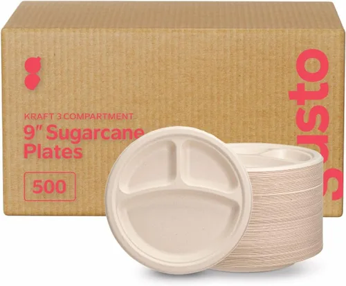 Miniatura 8 de GUSTO Cuencos de papel resistentes 100% compostables de 12 onzas (paquete de 125) de caña de azúcar desechable ecológica, papel kraft