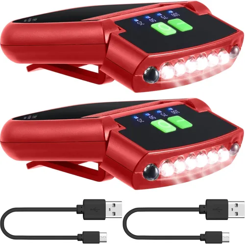 Miniatura 10 de Mudder Linterna LED con clip para gorra USB recargable, linterna impermeable ultra brillante para sombrero, linterna de cabeza para pesca
