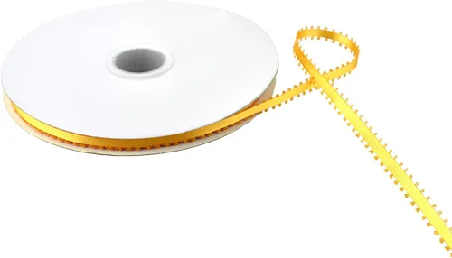 Miniatura 12 de Homeford Cinta de satén de doble cara con borde Picot, 50 yardas (3/8 pulgadas, oro antiguo)