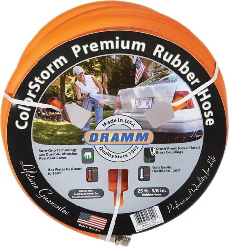 Dramm ColorStorm Premium manguera de jardín de hule de 50-pies por 5/8-pulgadas de diámetro, Anaranjado