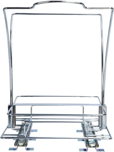 Miniatura 6 de Household Essentials Cubo de basura doble deslizante de acero cromado con insertos de plástico blanco
