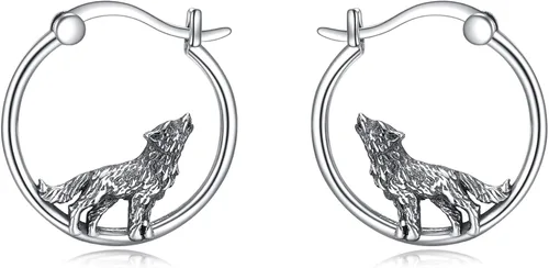 Aretes de plata de ley 925 con diseño de animales, bonitos aretes de aro de animales, regalos de joyería para mujeres y niñas