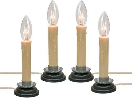 Miniatura 9 de Velas eléctricas de ventana de 7 pulgadas, lámpara de vela de ventana de Navidad con base de hierro de ciruela negra y bombilla de 7 W, luces