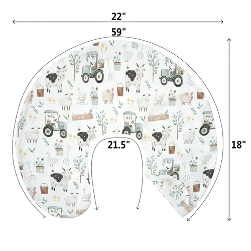 Miniatura 9 de Fundas de almohada de lactancia de animales de granja boho para niños y niñas, cordero, vaca, pollo, pato, tractor, árbol, fundas para lactancia