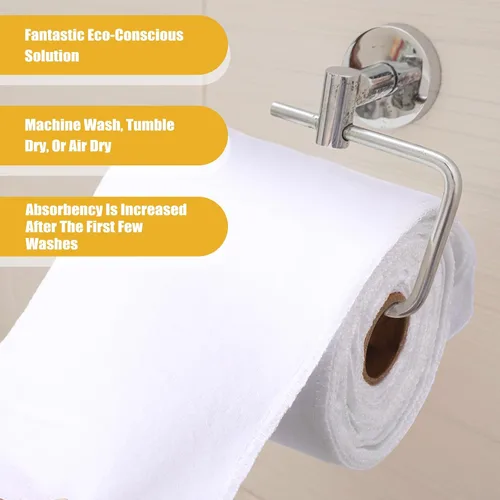 Miniatura 3 de FuWeave Paquete de 60 Toallas de Papel Higiénico Reutilizables Sin Desgarro Toallas de Bidé Lavables Papel Higiénico a Granel Rollos Sin Papel Paños
