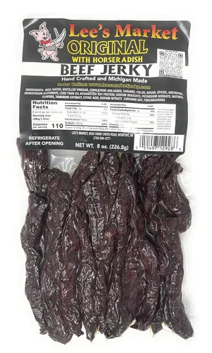 Lee's Market Carne seca de rábano picante - Suave y tierna - Bocadillo saludable bajo en carbohidratos y sin gluten - Apto para paleo y keto -