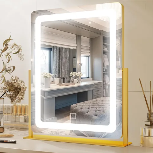 Miniatura 21 de PRIMETEK Espejo de tocador con luces, espejo de maquillaje grande de 19 x 22 pulgadas con luces, espejo de maquillaje iluminado LED, pantalla táctil