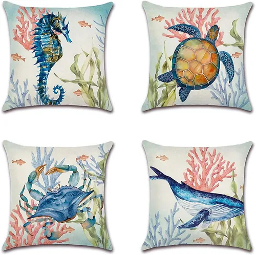 Miniatura 11 de Artscope Juego de 4 fundas de almohada impermeables de 18 x 18 pulgadas, fundas de cojín decorativas con patrón de pájaros y mariposas coloridas