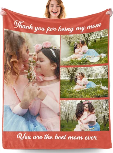Miniatura 16 de Manta personalizada con fotos, manta personalizada con fotos con texto en inglés "I Love You", regalo de cumpleaños para novia, novio, esposa