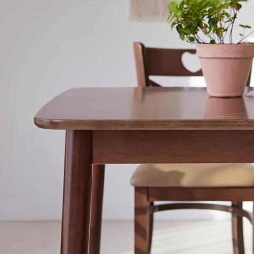 Miniatura 8 de Livinia Aslan Mesa de comedor rectangular de madera de roble malayo de 59 pulgadas, escritorio grande de cocina de madera maciza (nogal)