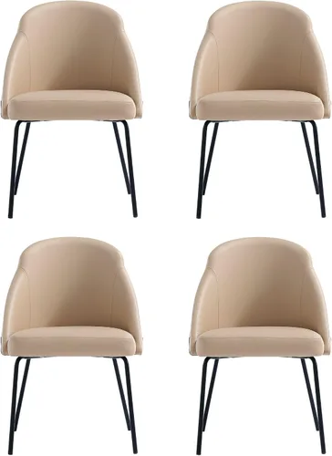 Miniatura 22 de Manhattan Comfort Gracie - Juego de 1 sillas de comedor modernas de piel sintética, asiento tapizado de piel sintética, patas de acero, espuma