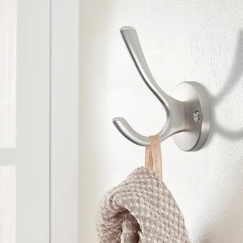 Miniatura 3 de TUNNY Paquete de 5 ganchos redondos para abrigos y toallas – Ganchos de níquel cepillado para colgar abrigos, ganchos para toallas de baño montados
