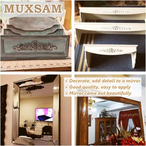 Miniatura 4 de MUXSAM - Juego de apliques y onlays de madera con rosas, 5 paquetes sin pintar, decorativos, tallados, para cama, puerta, armario, repisa, techo