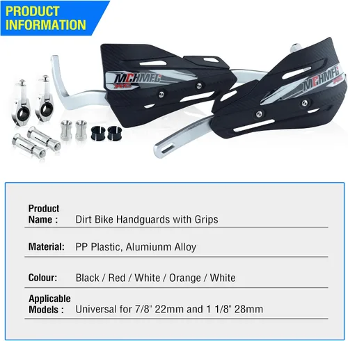 Miniatura 5 de Paramanos de moto de cross con empuñaduras, protectores de mano de motocicleta de 7/8 pulgadas y 1 1/8 pulgadas para cuatrimoto, soporte universal