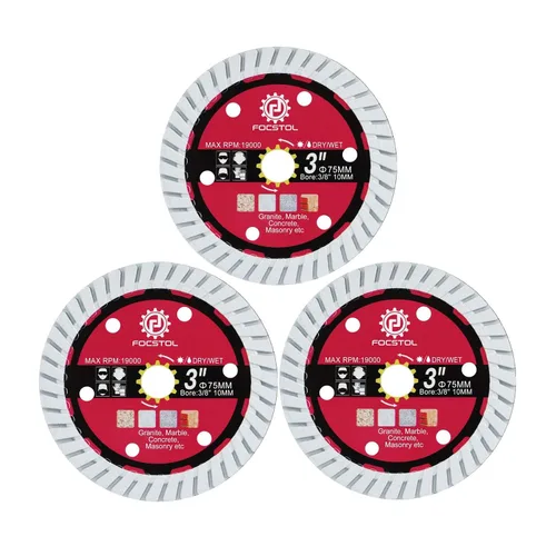 Miniatura 7 de FOCSTOL Disco de Corte de Madera en Carburo - 3 piezas 3' (75mm) Hoja de Sierra Soldada al Vacío para Madera, Goma y Plástico para Amoladora